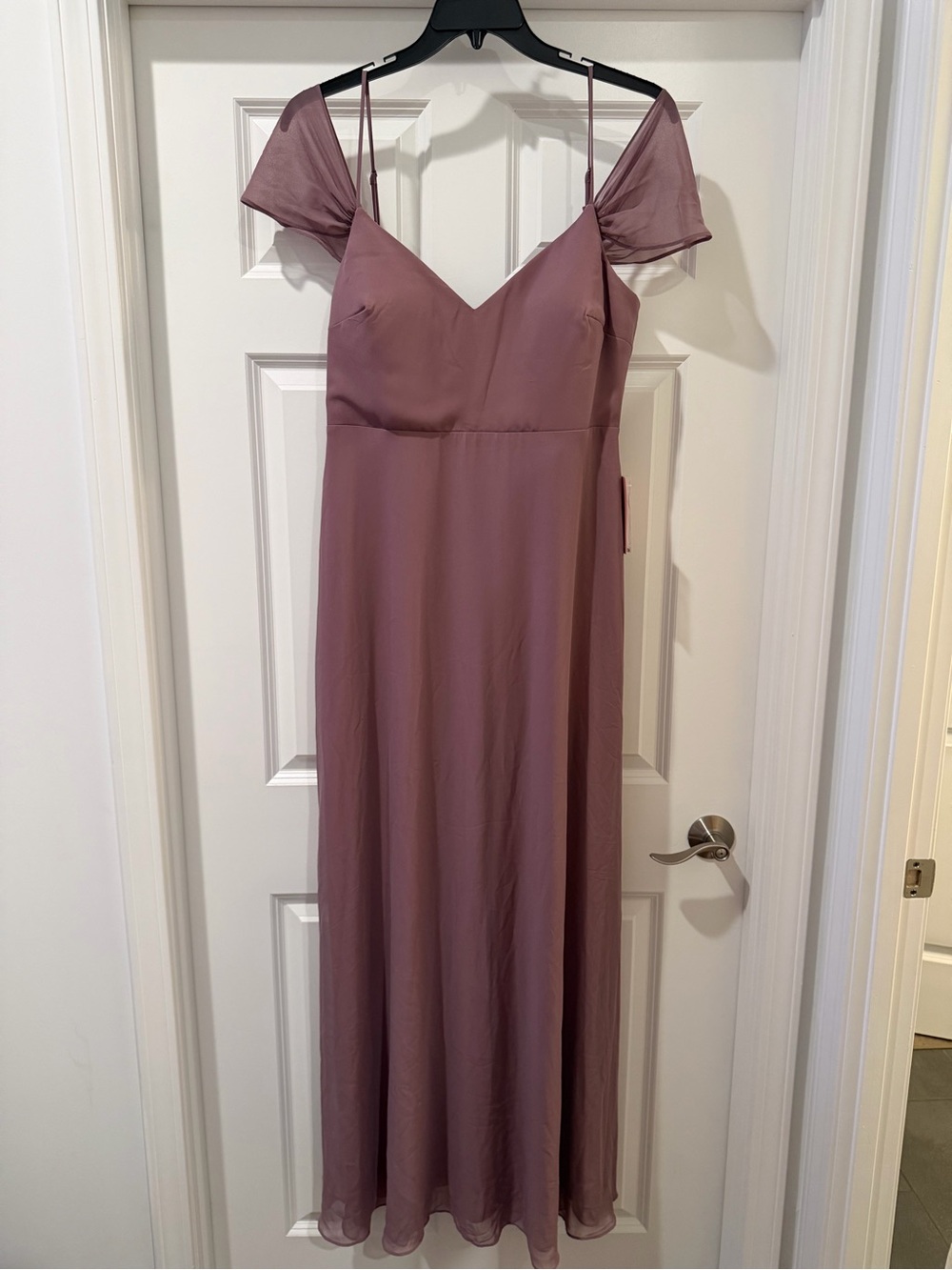 Birdy Grey- Off-Shoulder Slip Dress in Dark Mauve
